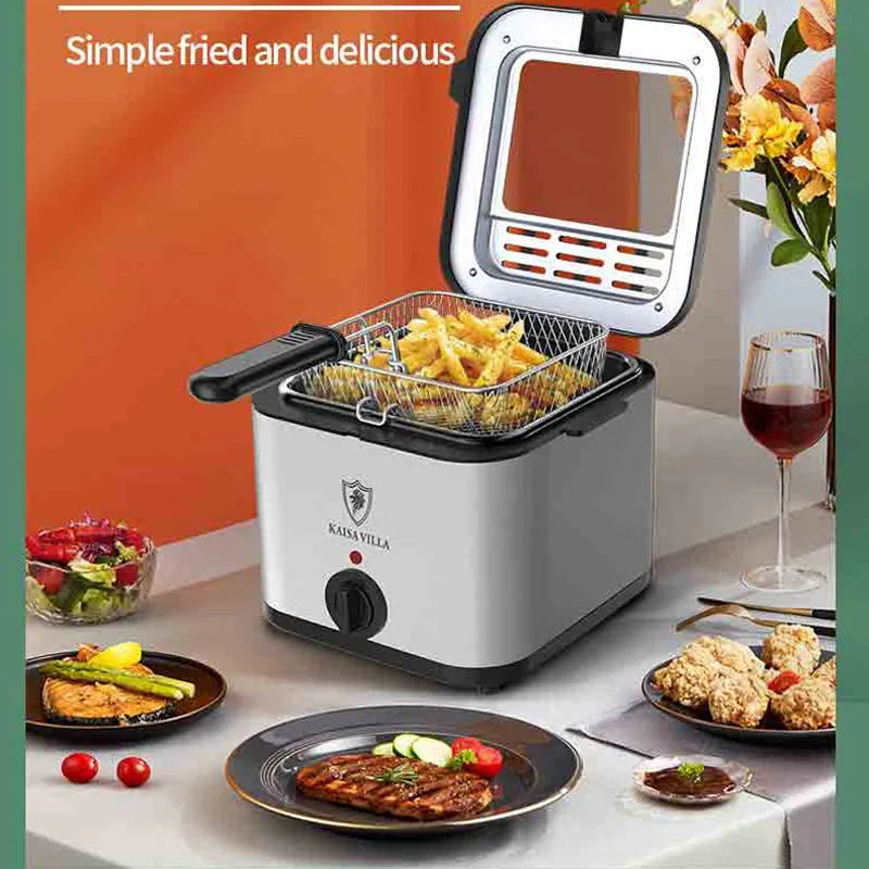 2.5L Electric Fryer Deep Fryer Home French Fries Chicken Leg Chicken Wings Stainless Steel Separate Skewers