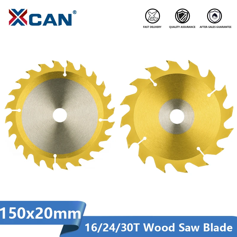 XCAN 150x20mm TCT Cutting Disc Titanium Coated Circular Saw Blade For Wood PVC Cutting Carbide Tipped Wood working Saw Disc