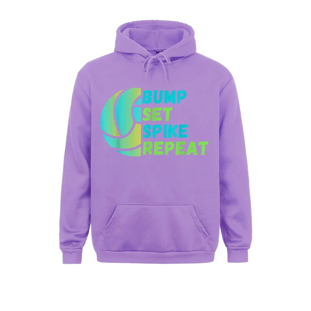 Bump Set Spike Repeat Volleyball Lover Sweatshirts For Women Men Long Sleeve Hoodies Prevalent Labor Day Hoods Funny