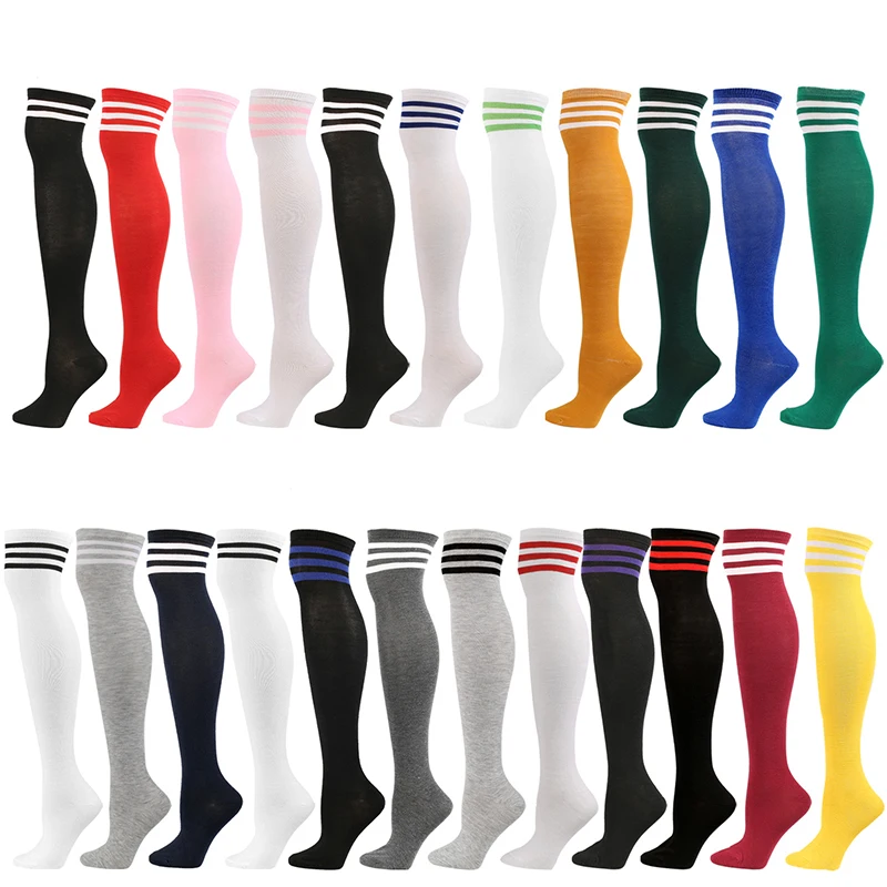 Classic wild stripes Fashion Three Bars Knee Socks Dance Pantyhose Stockings Breathable College style High-Top Women\'s Socks