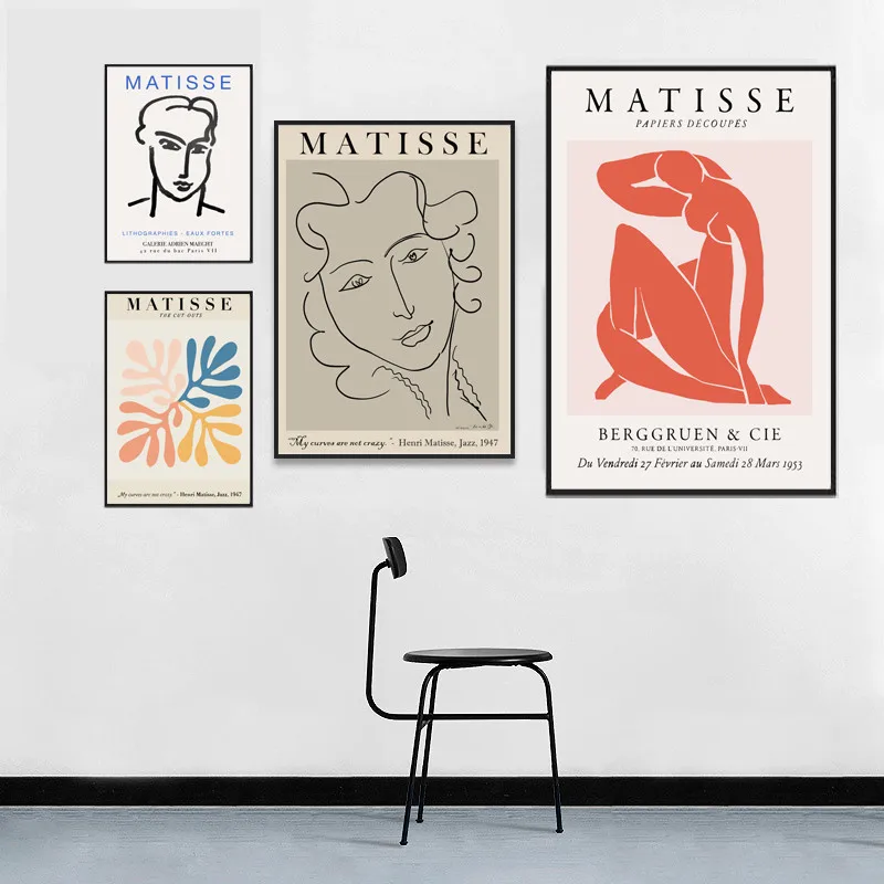 Matisse Colorful Leaf Girl Man Curve Wall Art Canvas Painting Nordic Posters And Prints Wall Pictures For Living Room Decor