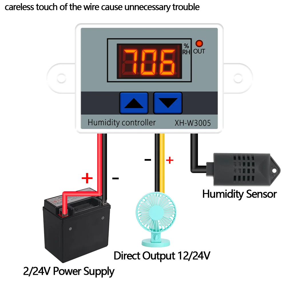 XH-W3005 ตัวควบคุมความชื้น 12V 24V 220V ความชื้นดิจิตอลสวิทช์ควบคุม Hygrostat SWITCH SENSOR วัดระดับความชื้น