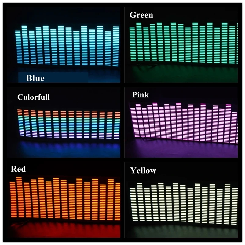 MIHAZ New 45*11cm Led EL sheet music Light lamp sound Equalizer Decoration styling Red Colorful Flash Car Sticker Music Rhythm