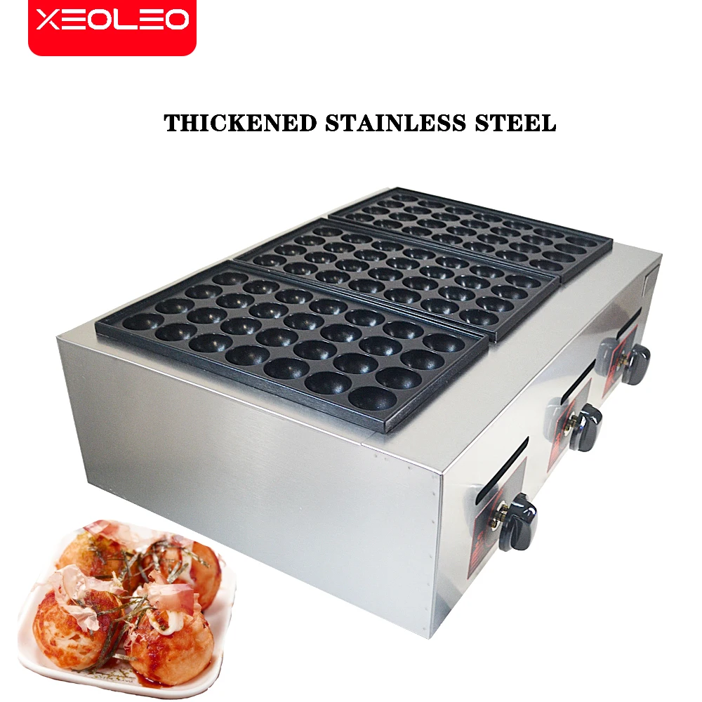 XEOLEO 3 Plates Fish Ball Machine Takoyaki Machine Octopus Ball Machine Fish Ball Furnace Commercial Non-stick 6000W