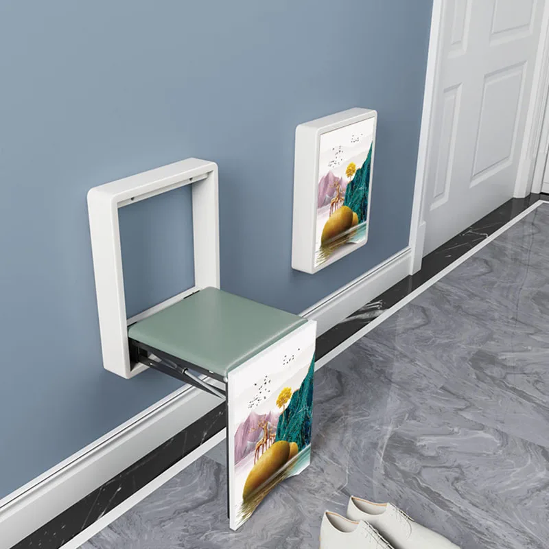 Bathroom And Shower Chair Shoe Changing Wall Hanging Stool Murals Concealed Showers Folding Stool Woodwork Household Furniture