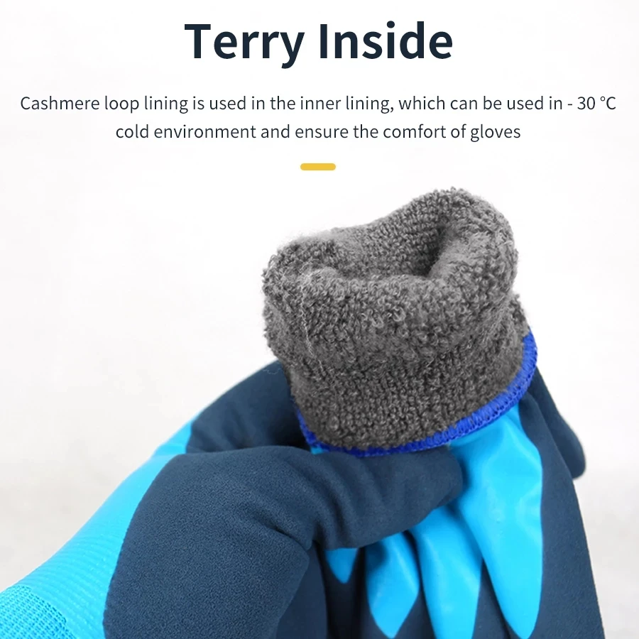 -30Degrees Work Gloves Cold-resistant Velvet Cold Storage Fishing Unisex Wear Windproof Low Temperature Outdoor Sport Blue Black