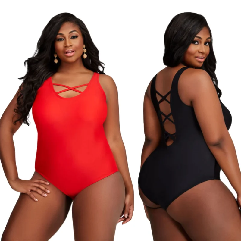 Plus Size Swimming suit for Women One Piece Swimsuit Fused Large Size Swimwear Hater Red Black Swim Bathing Suits Bodysuit 3XL