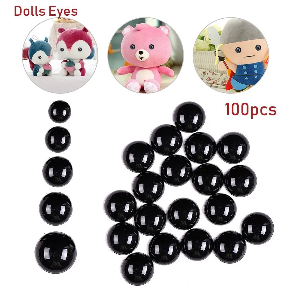 100 Pcs Black Plastic Safety Eyes For Bears Needle Felting Animals Puppet Crafts making Kids DIY Plush toy Dolls Accessories