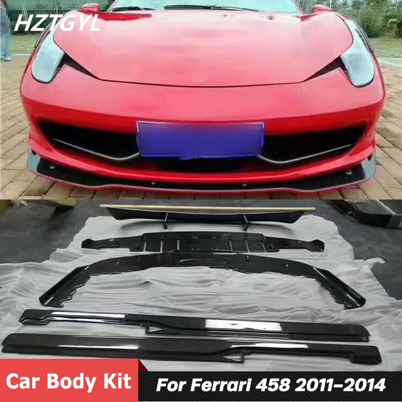 Carbon Fiber Material Front Bumper Lip Rear Diffuser Spoiler Side Skirts For Ferrari 458 Tuning 2011-2014