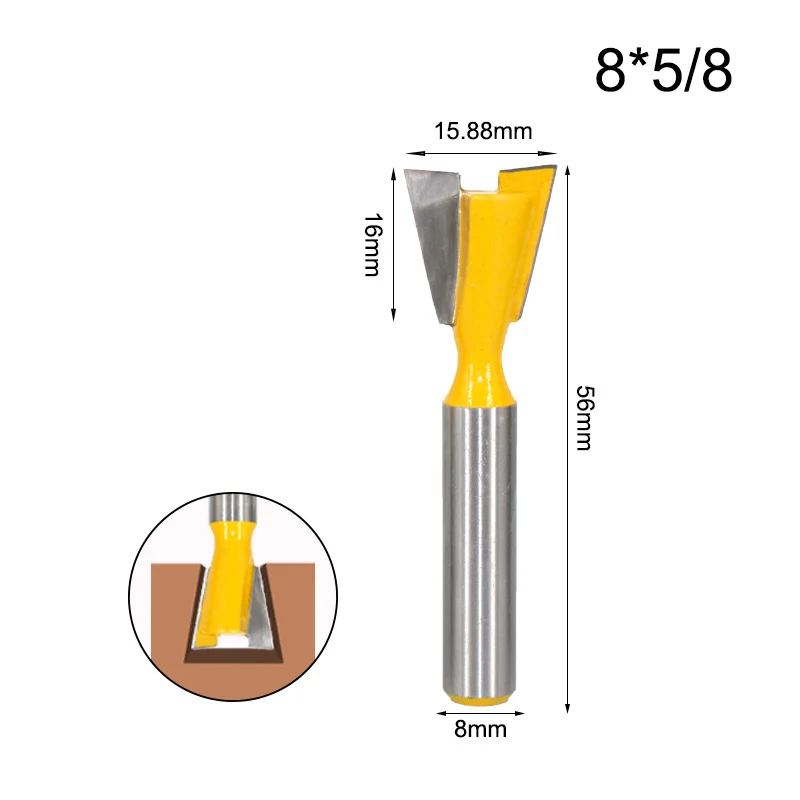 LA VIE 1pc 8mm Shank Dovetail Joint Router Bits Set 14 Degree Woodworking Engraving Bit Milling Cutter For Wood MC02220