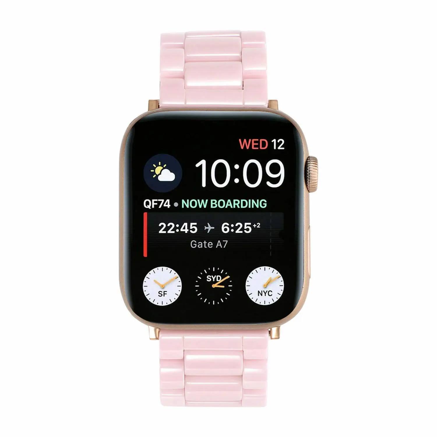 Pink Ceramic Watch Strap for Apple Watch Band Series 6 5 4 3 2 1 Replace Wristband w Adapters For iWatch 44/40/42/38mm Bracelet