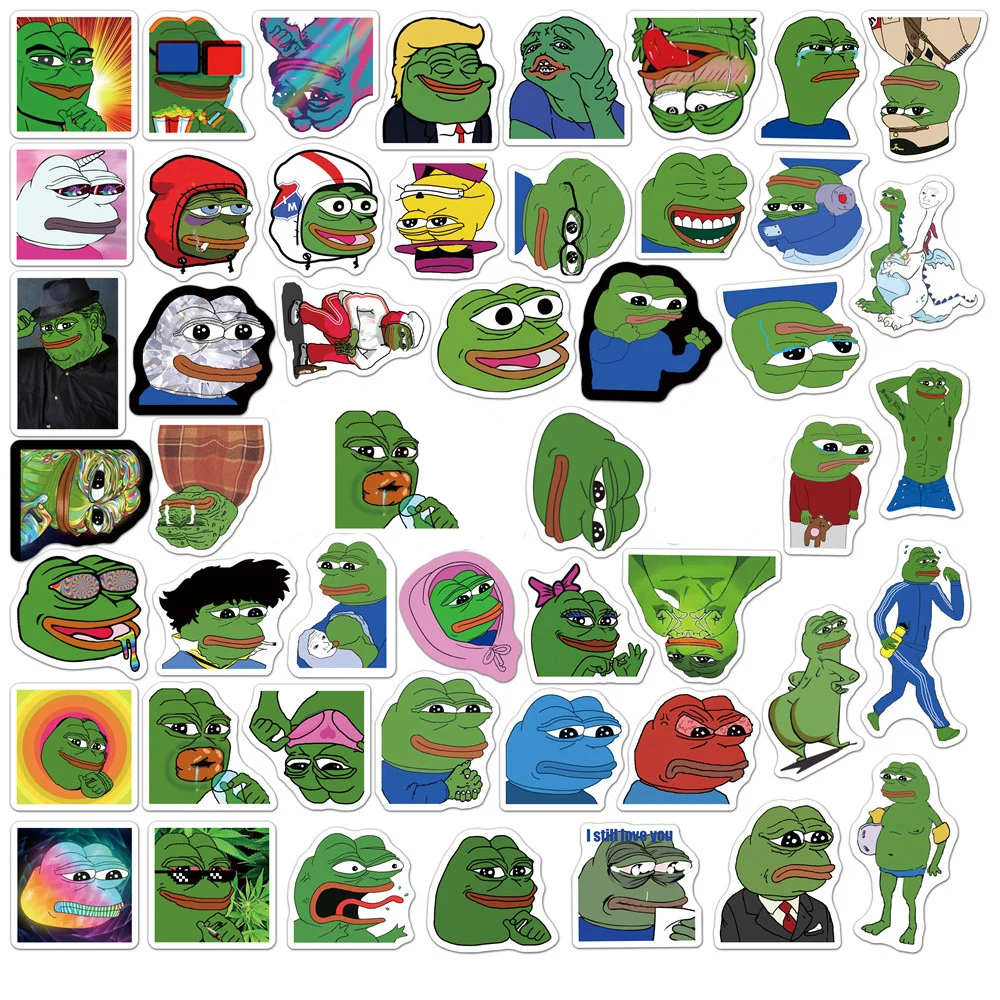 10/30/50PCS Interesting Frog PEPE Meme Graffiti Stickers DIY Scrapbook Skateboard Laptop Luggage Phone Guitar Sticker Kids Toy