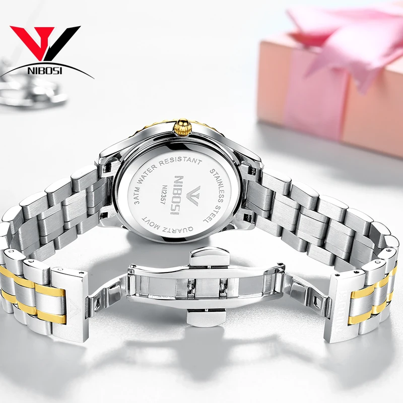 NIBOSI  Women Watches Top Brand Luxury Gold Ladies Watch Stainless Steel Band Classic Bracelet Female Clock Relogio Feminino