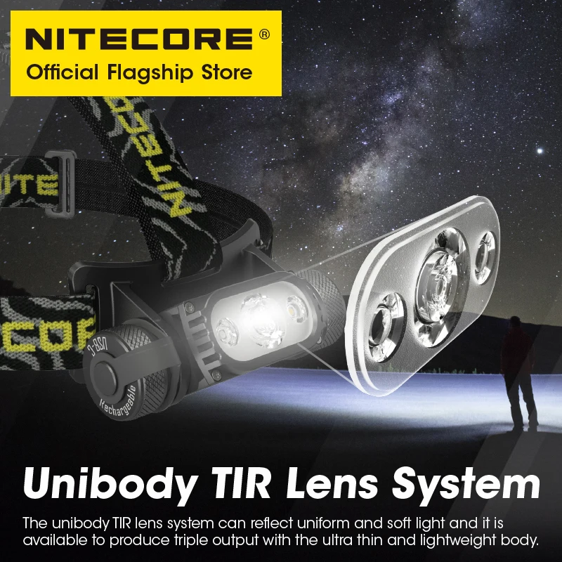 NITECORE HC65 V2 USB Rechargeable Headlamp 1750 Lumen Flashlight 100° Flood LED Headlight White Red Light,3500mAh 18650 Battery