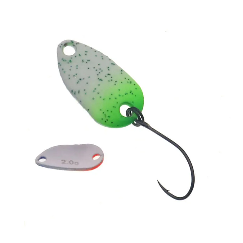 Metal Fishing spoon Lure, Hard Baits for Perch, Trout spoon, Chub Bait, Colorful Stream, Copper, 2.0g, 23mm