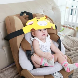 Soporte de cabeza de asiento de coche para bebé, Cinturón de sujeción para la cabeza, posicionador de sueño ajustable, almohadas de seguridad para bebé de dibujos animados