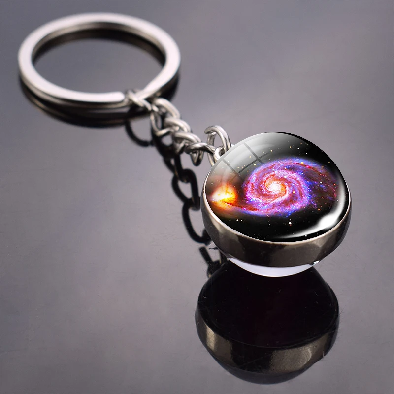 Helix Nebula Planet Keychain The Andromeda Galaxy Art Picture Glass Ball Pendent Keychain Star Keyring Astronomy Gift