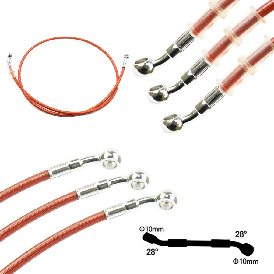 AN3 Braided Moto Brake Hose M10 Banjo Line Brake Cable Hydraulic Clutch Banjo Pipe for Motorcycle ATV Racing DOT Oil Pipe Line