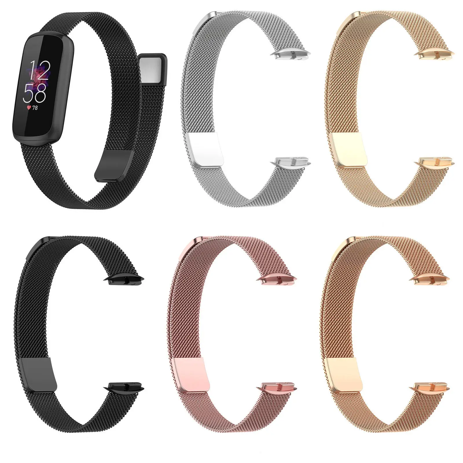 Wrist Strap For Fitbit Luxe Band Stainless steel Dual- Magnetic Watchband