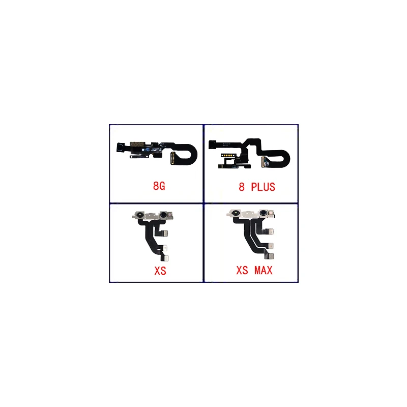 Tested Front Camera For iPhone 4s 5S 6 S 7 8 Plus X XS Front Camera Flex Cable With Cam Plastic Ring Proximity Sensor Facing