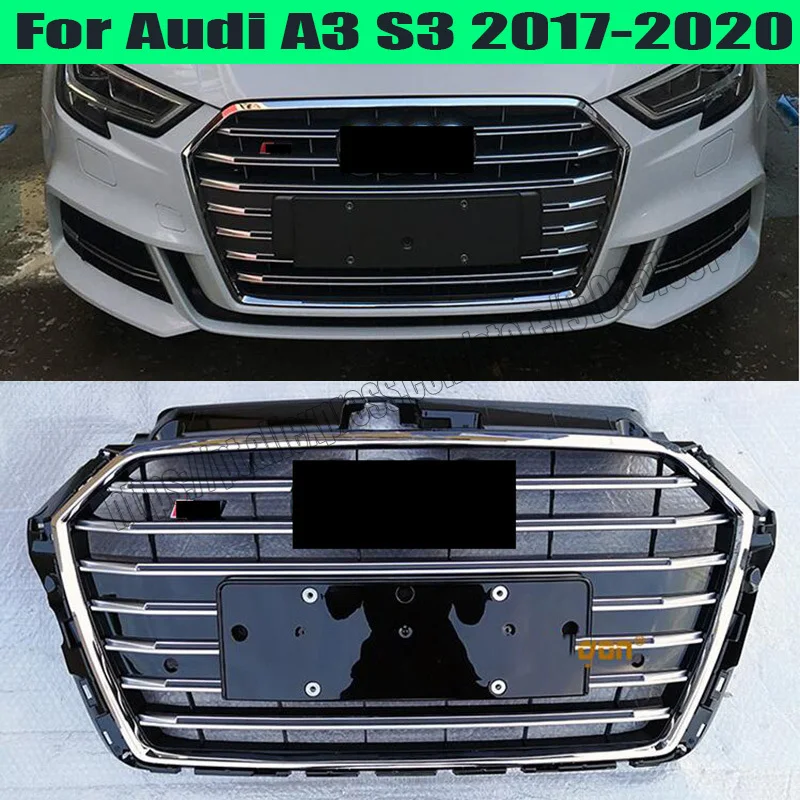 FOR AUDI A3 S3 8V 2017-2018 2019 2020 FRONT MESH S3 STYLE BUMPER GRILLE BLACK