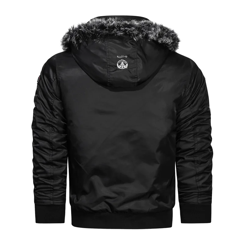 Men\'s Thick Military Bomber Winter Jackets Hooded Solid Wool Fleece Liner Outwear Coat Casual Warm and Windproof Jacket for Men