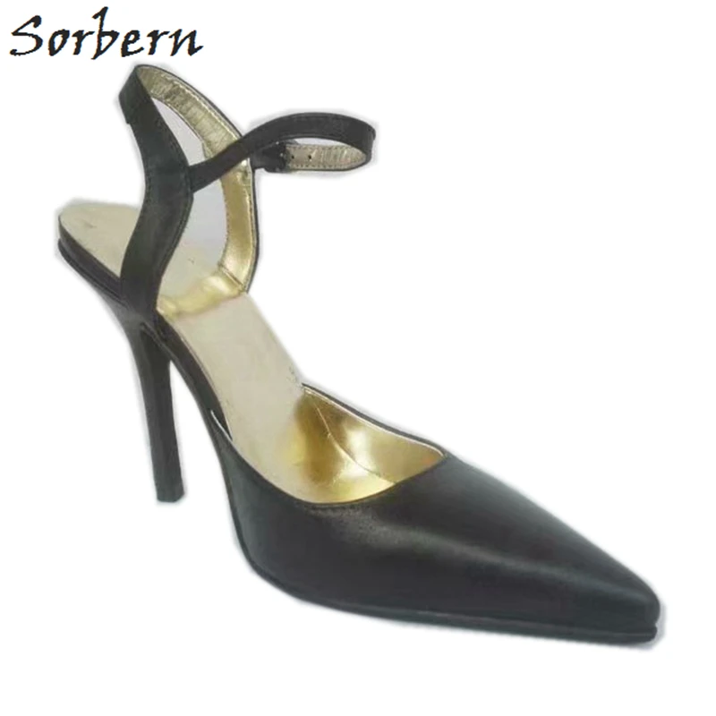 

Sorbern Pointy Toe Slingback Pump Women Shoe High Heel Stilettos Genuine Leather 10Cm Stripper Pole Dance Heel Size 11 Heeled