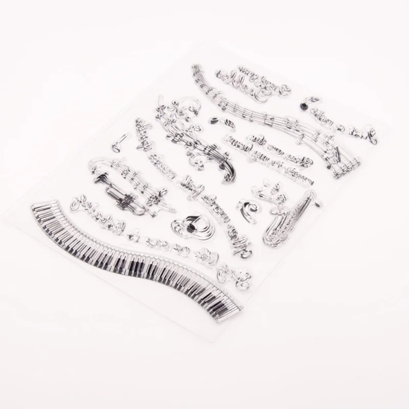 Musical Notes Transparent Clear Silicone Stamp Seal DIY Scrapbook Rubber Stamping Coloring Embossing Diary Decoration Reusable