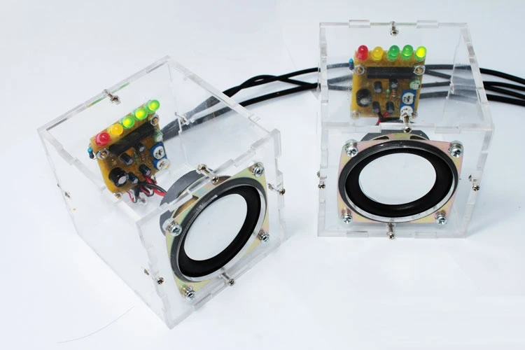 Mini Transparent Crystal Amplifier Wireless Bluetooth Speaker Audio Production Kit, Mini Speaker, Computer Speaker DIY Kit Wirel