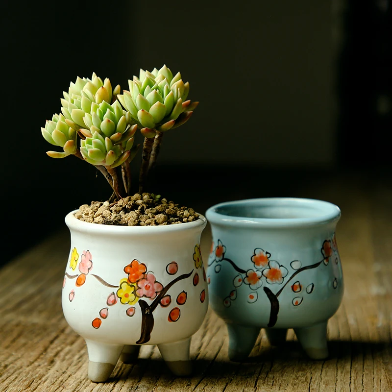 

Porcupine Ceramic Pots Korean Hand-painted Creative Retro Personality Trumpet Thick Pottery Breathable Flower Pots Decorative