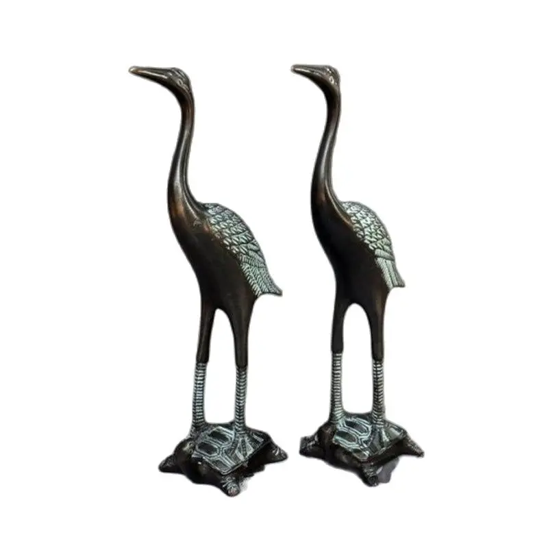 Chinese Bronze Crane Crane Top Decoration Craft Ornaments Set Foot Turtle