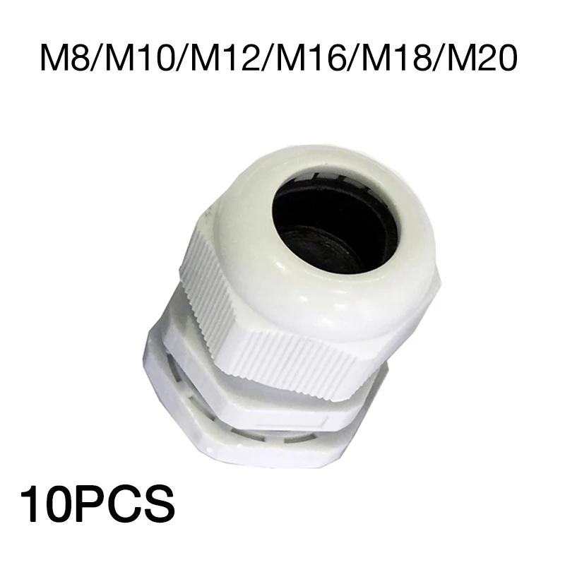 10pcs M8 M10 M12 M16 M18 M20 Cable Gland M Nylon Plastic Wire Glanding IP68 Waterproof Connector