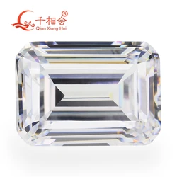 6A  quality white color rectangle shape baguette and e merald cut for cubic zirconia loose CZ stone made by Qianxiang Hui