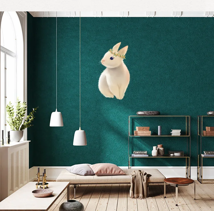 Three Ratels QC465 animal stickers Lovely rabbit wall sticker art for bedroom poster cartoon car hood sticker laptop decal