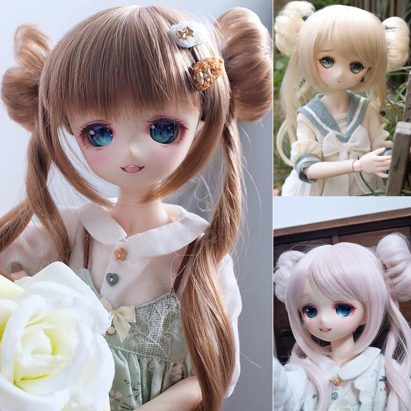 

D03-P305 children toy BJD DD SD MSD 1/3 uncle doll's Accessoriess wig pink gold Cute little braids double dumplings 1pcs