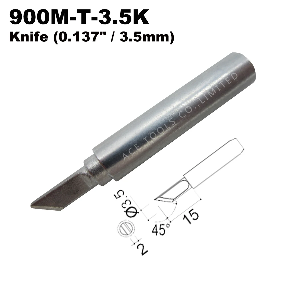 Soldering Tip 900M-T-3.5K Knife 3.5mm for Hakko 936 907 Milwaukee M12SI-0 Radio Shack 64-053 Yihua 936 X-Tronics 3020 Iron Bit