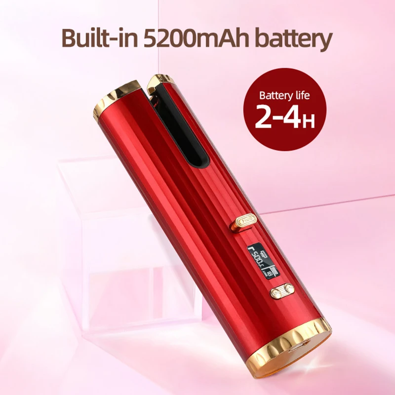 Cordless Automatic Curling Iron USB Charging Curling Iron Electric Ceramic Heating Wave Type LED Rotating 360° Curling Iron Riwa