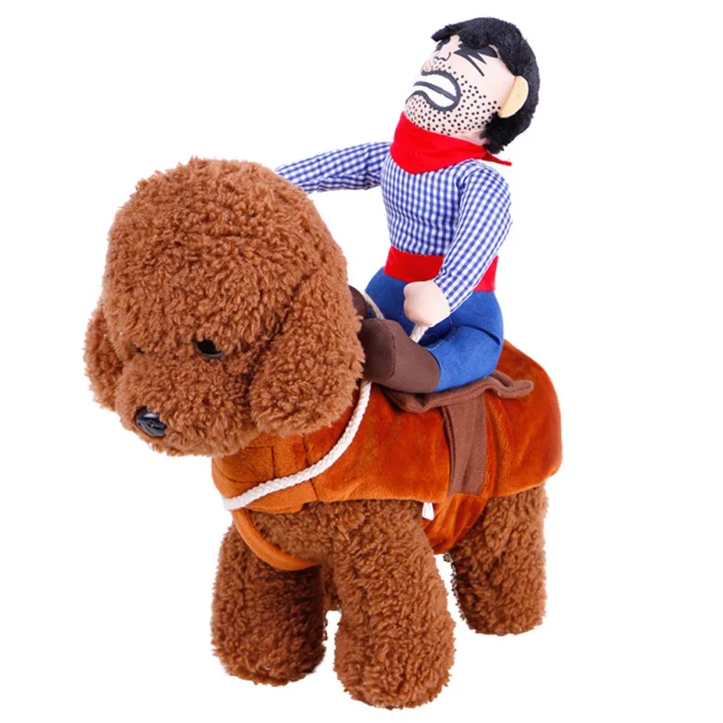 Novelty Cowboy Rider Dog Costume for Dogs Clothes Party Halloween Pet Costume New Year Outfit Pet Cat Clothes Chihuahua