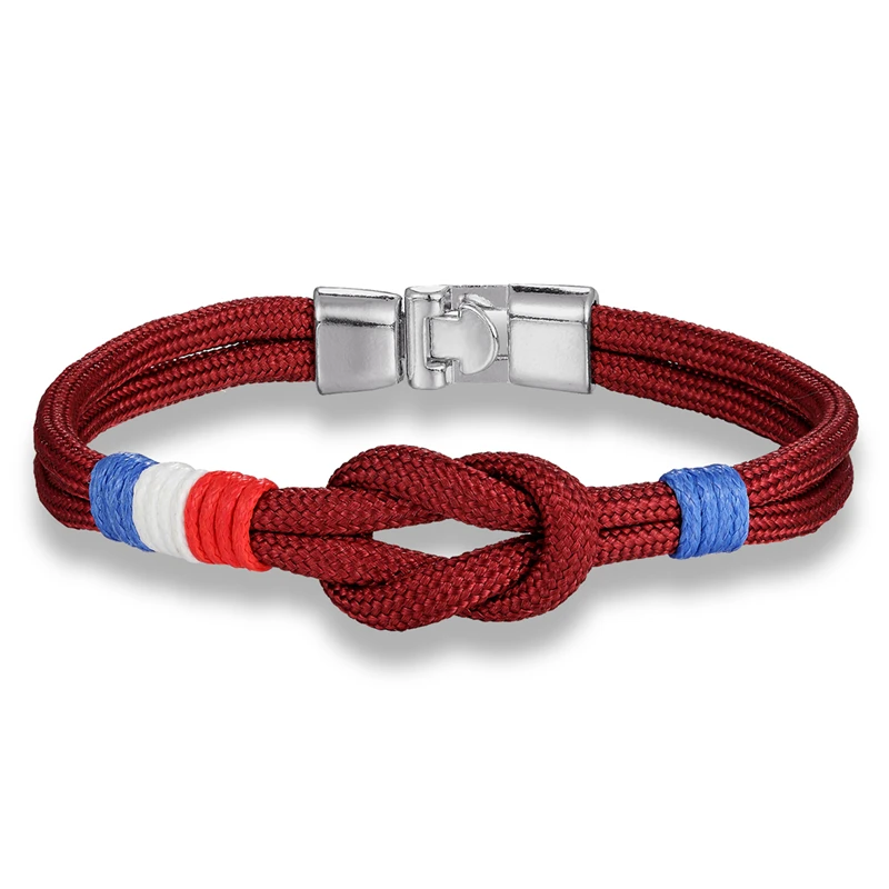 MKENDN Fashion Country French Flag Bracelet Sport Camping Parachute Cord Men Women Infinity Rope Chain Bracelet Friendship Gifts