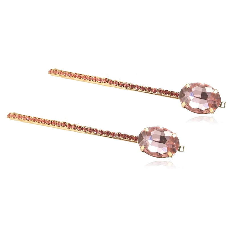 (2PCS/LOTS) Fancy Ladies Crystal Round Hair Accessories Geometry Long Hair Clip Women Fashion Hair Jewelry