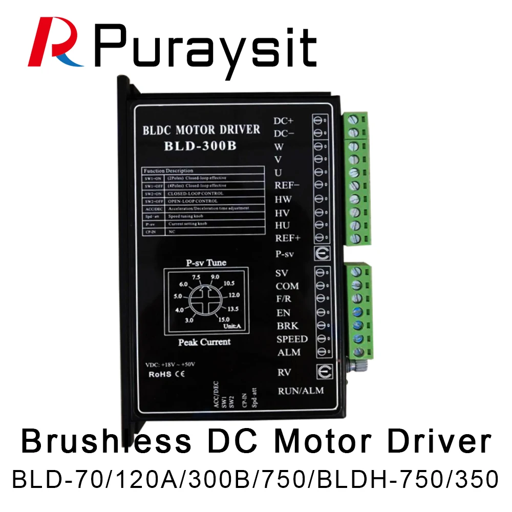 

Puraysit Brushless DC Motor Driver BLD-70 BLD-120A 12-30VDC BLD-300B 12-56VDC BLD-750 BLDH-750 BLDH-350 220VAC/310VDC 20000RPM