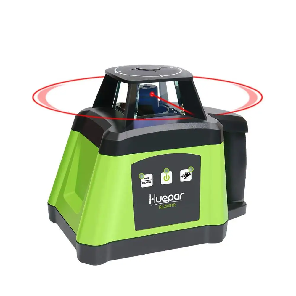 Huepar RL200HR 360 Horizontal Red Interior/Exterior Rotating Beam,High Precision Electronic Self-Leveling Rotary Laser Level Kit