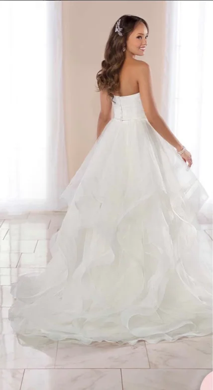 Robe De mariée princesse magnifique, sans manches, longueur au sol, bouton, traîne, balayage, 2021