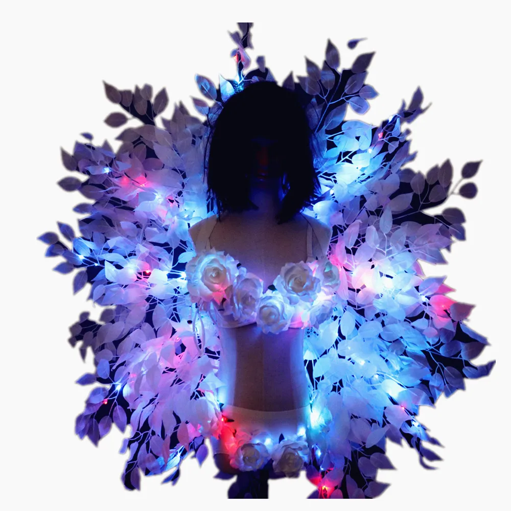 Colorful Background Glowing Clothing Glowing Wedding Dress Clothes Luminous Headwear Short Skirt Suit Women Ballroom Dance