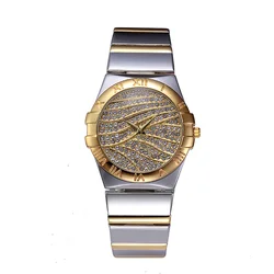 Women's Watches 18K Gold Stainless Steel Watchband Quartz Wristwatch Women Luxury Brand Female Watch Waterproof Watch Jewelry