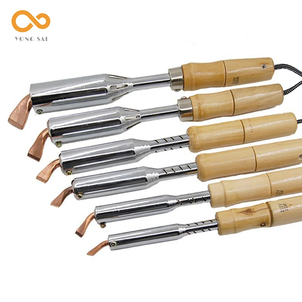 75-300W High Power Wooden Handle Electric Soldering Iron Tool Copper External Thermal Soldering Household Electric Soldering Pen