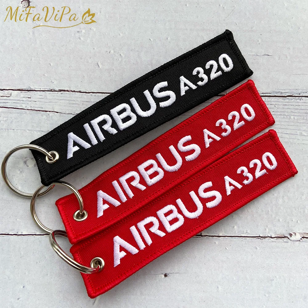 3 PCS Red Grey Black Airbus A320 Fashion Trinket Keychain Embroidery Aviation Llavero for Men Flight Crew Gift Sleutelhanger