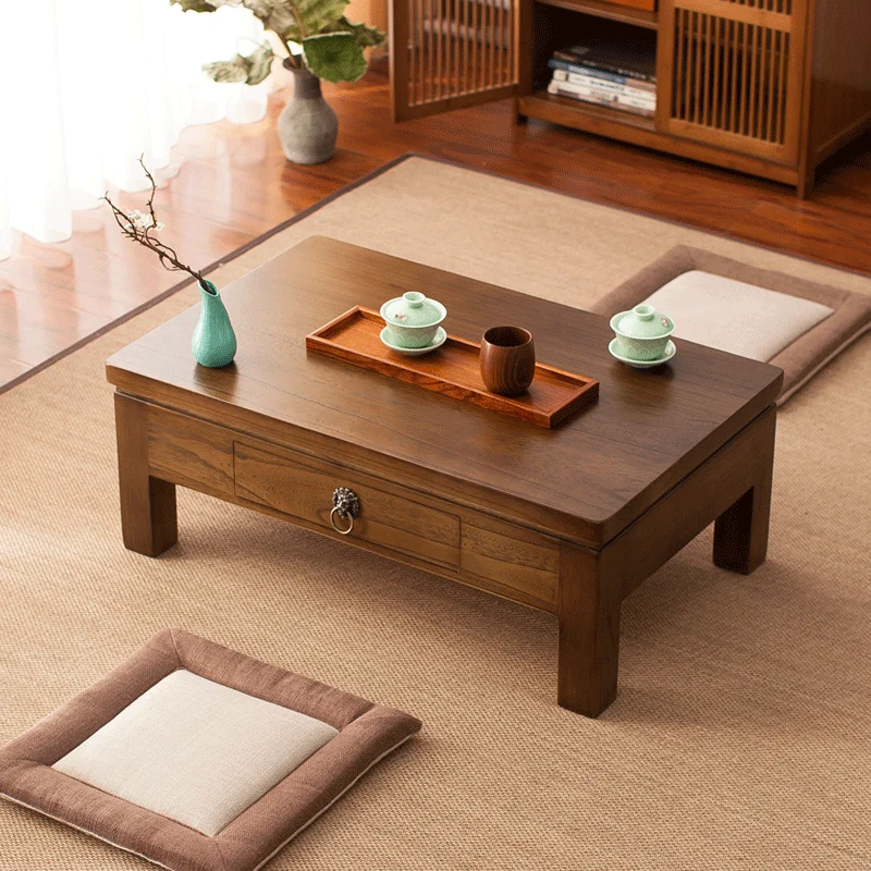 Japanese Antique Furniture Wooden Table For Tea Ceremony With Storage Cabinet One Drawer Paulownia Asian Living Room Furniture