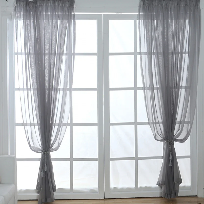 White Tulle Short Curtain for Living room Solid Sheer Voile Curtains for Kitchen Window Screening Linen Curtain Door Wedding