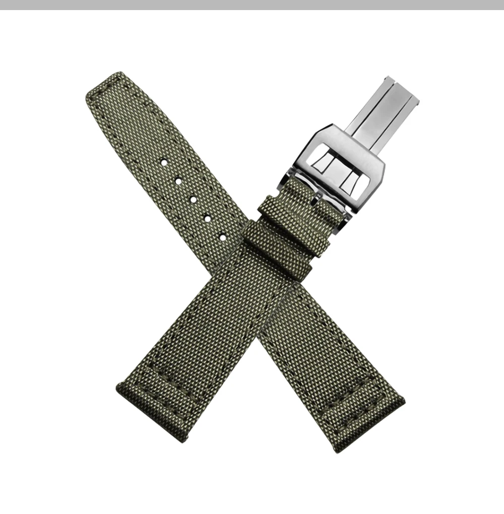 20mm 21mm 22mm Nylon Canvas Fabric Watch Band Strap Folding Clasp Belts Wristwatch Strap